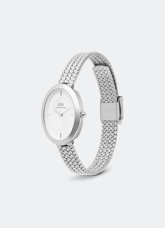 Jam Tangan Daniel Wellington Juliette White Braided Mesh Sunray Silver (23x31) DW00100884