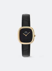 Jam Tangan Daniel Wellington Margot Onyx Croc Ceramic Gold (24x26) DW00100880