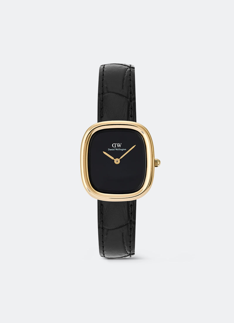 Jam Tangan Daniel Wellington Margot Onyx Croc Ceramic Gold (24x26) DW00100880
