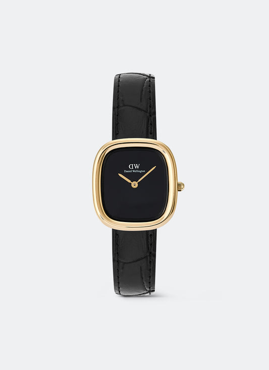 Jam Tangan Daniel Wellington Margot Onyx Croc Ceramic Gold (24x26) DW00100880