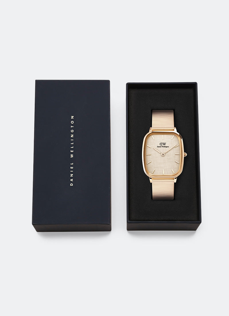 Jam Tangan Daniel Wellington Marlon Melrose Wire Linen Rose Gold (32x36.3) DW00100815
