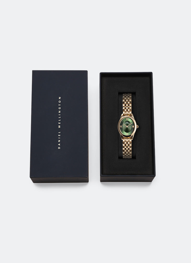 Jam Tangan Daniel Wellington Ophelia Mini Beans Link Emerald Gold (25.5x22) DW00100804