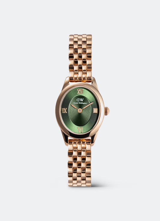 Jam Tangan Daniel Wellington Ophelia Mini Beans Link Emerald Rose Gold (25.5x22) DW00100806