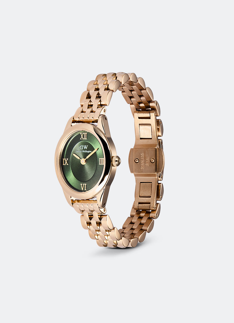 Jam Tangan Daniel Wellington Ophelia Mini Beans Link Emerald Rose Gold (25.5x22) DW00100806