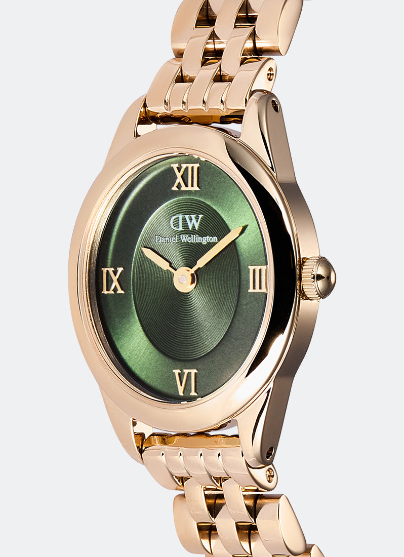 Jam Tangan Daniel Wellington Ophelia Mini Beans Link Emerald Rose Gold (25.5x22) DW00100806