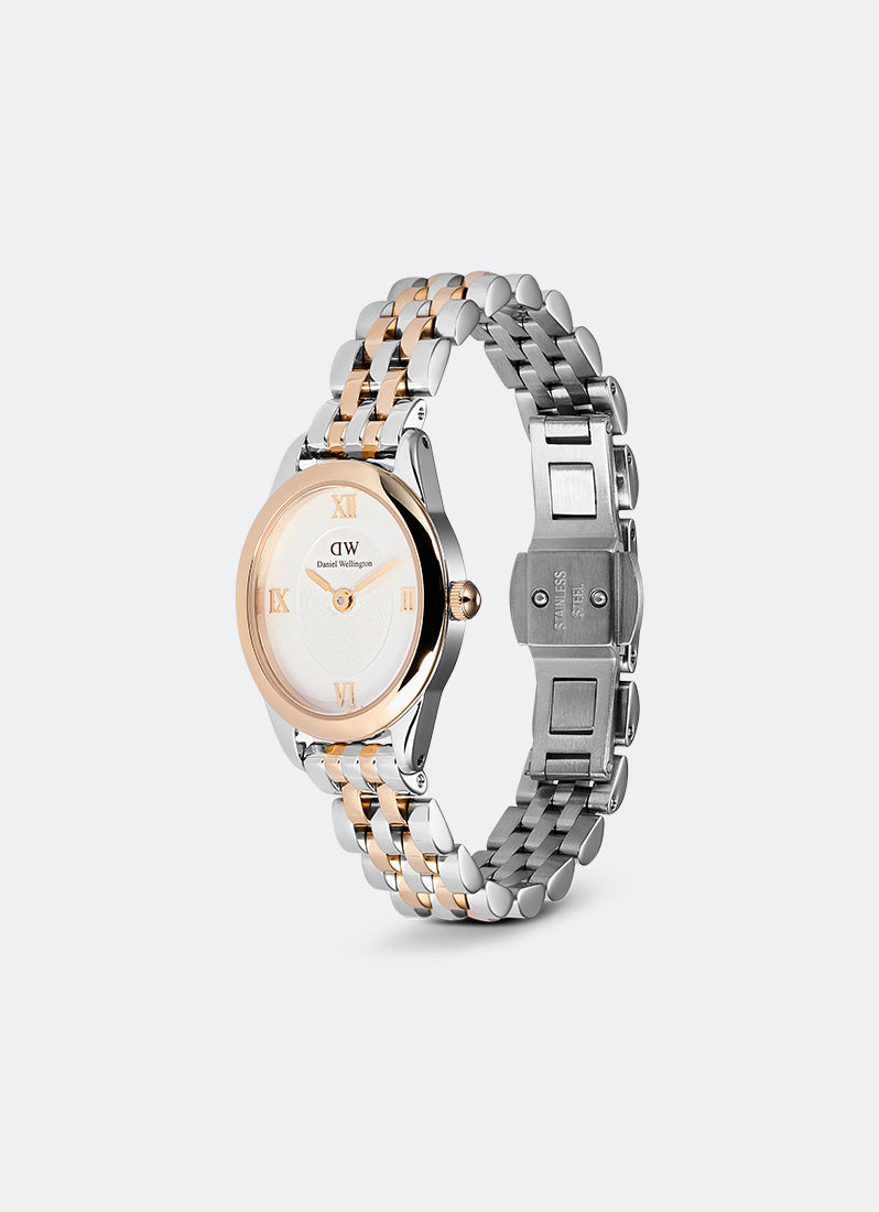 Jam Tangan Daniel Wellington Ophelia Mini Beans Link Two-Tone White Rose Gold Silver (25.5x22) DW00100810