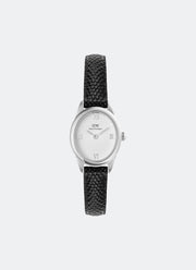 Jam Tangan Daniel Wellington Ophelia Mini Black Lizard White Guilloché Silver (22mm x 25.5mm) DW00100887