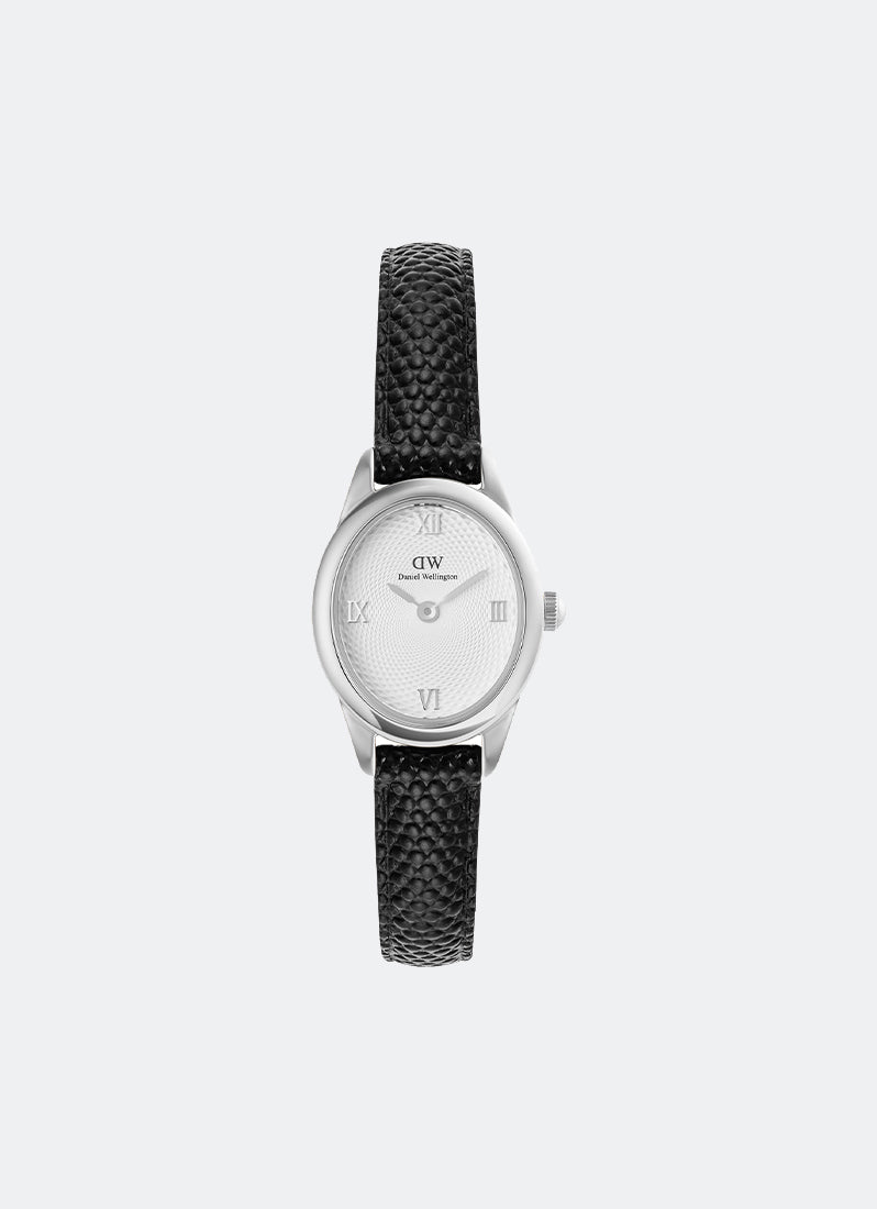 Jam Tangan Daniel Wellington Ophelia Mini Black Lizard White Guilloché Silver (22mm x 25.5mm) DW00100887