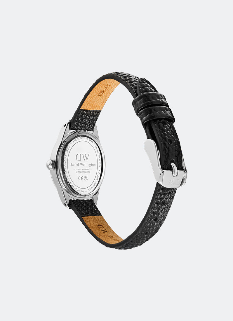 Jam Tangan Daniel Wellington Ophelia Mini Black Lizard White Guilloché Silver (22mm x 25.5mm) DW00100887