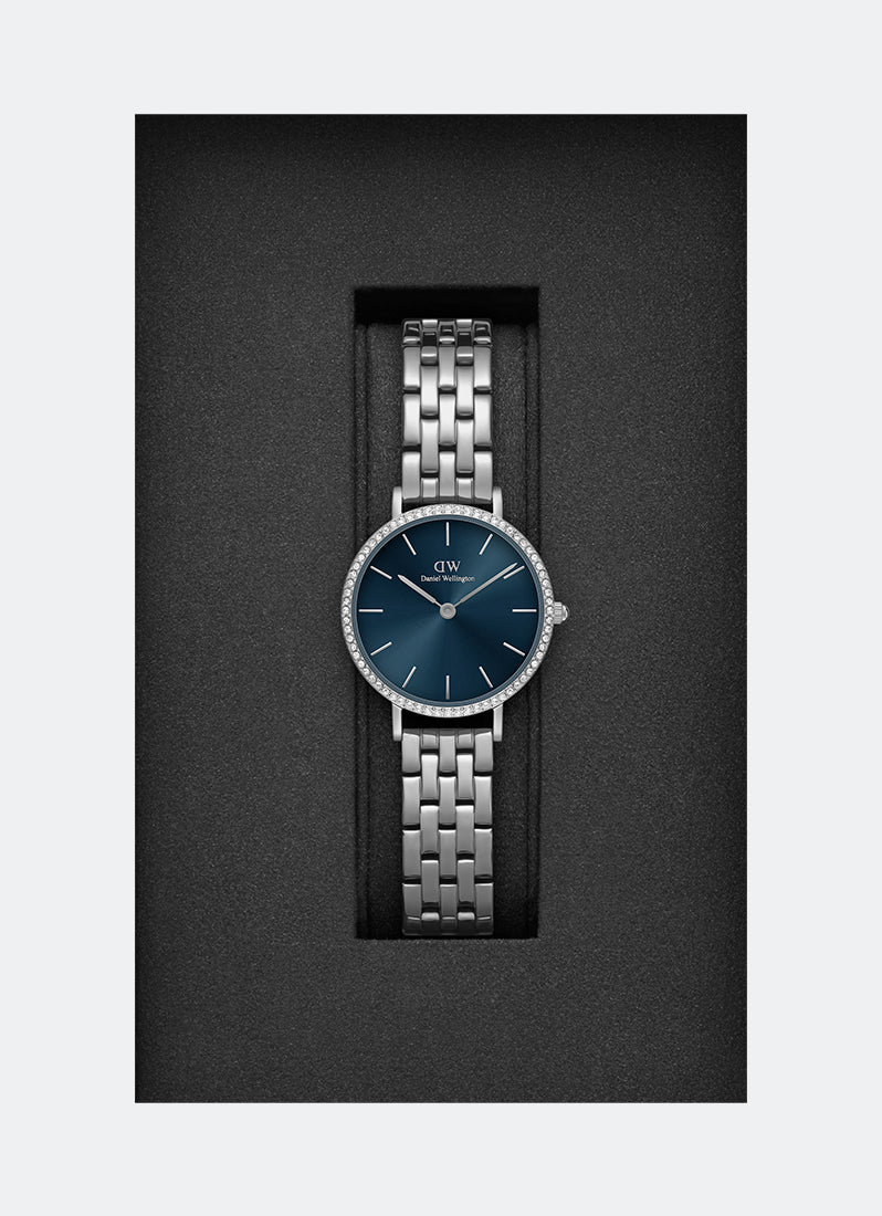 Jam Tangan Daniel Wellington Petite 28 Bezel 5-link Arctic Sunray S DW00100664
