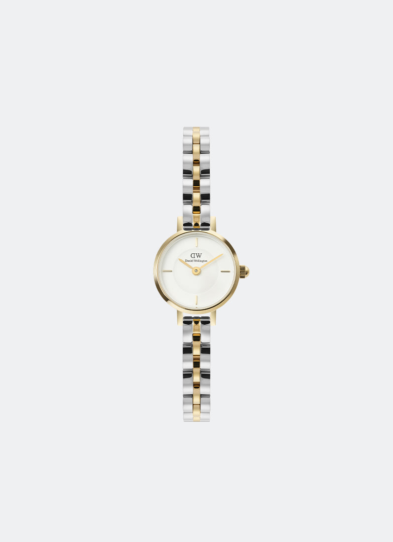 Jam Tangan Daniel Wellington Petite Mini Arch 3-Link White Two Tone Gold Silver 19mm DW00100923
