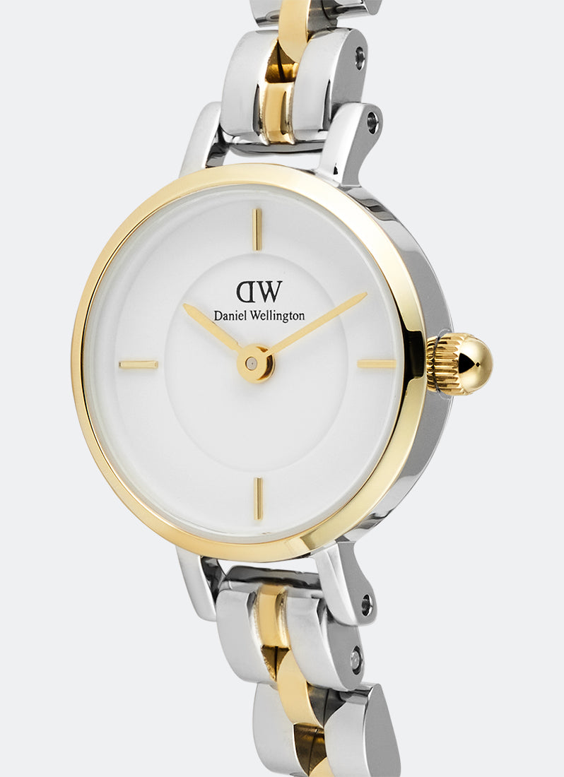 Jam Tangan Daniel Wellington Petite Mini Arch 3-Link White Two Tone Gold Silver 19mm DW00100923