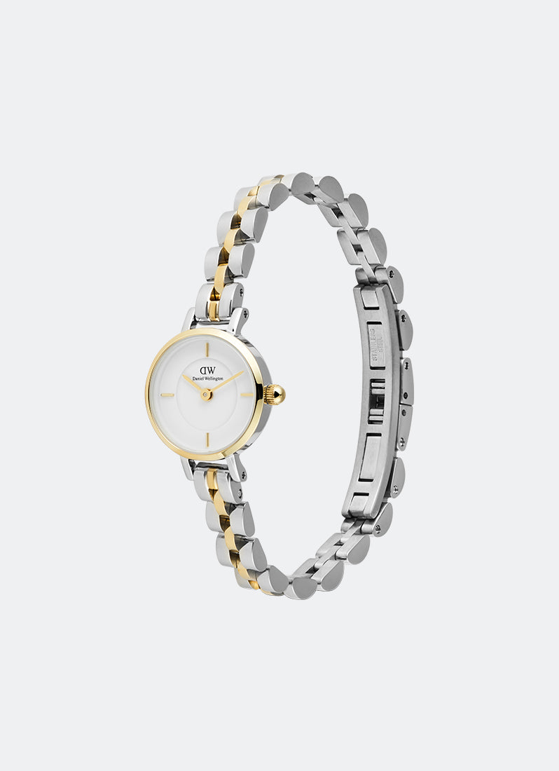 Jam Tangan Daniel Wellington Petite Mini Arch 3-Link White Two Tone Gold Silver 19mm DW00100923