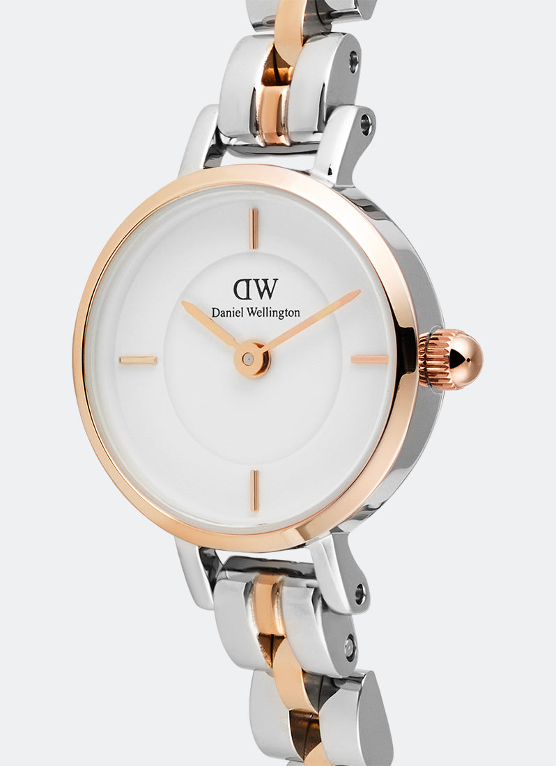 Jam Tangan Daniel Wellington Petite Mini Arch 3-Link White Two Tone Rose Gold Silver (19mm) DW00100924