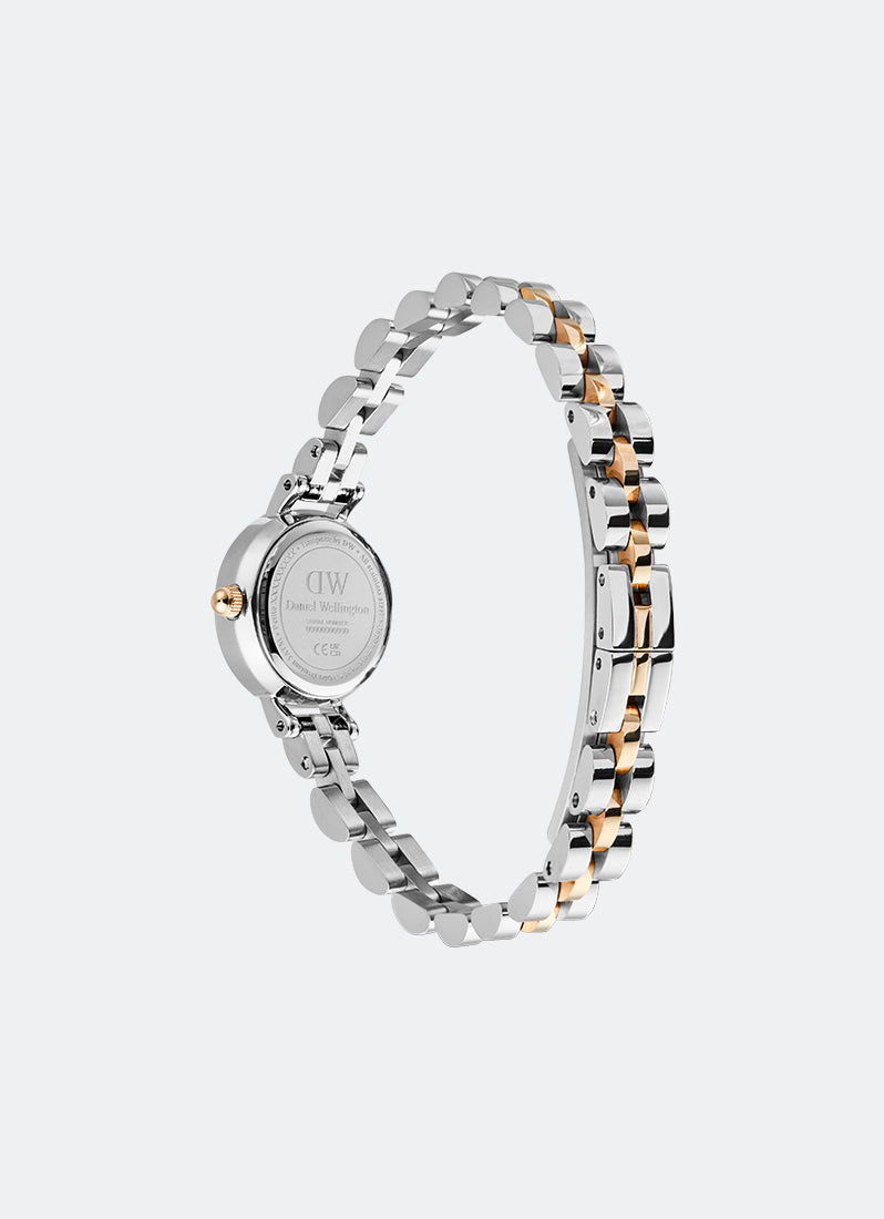 Jam Tangan Daniel Wellington Petite Mini Arch 3-Link White Two Tone Rose Gold Silver (19mm) DW00100924