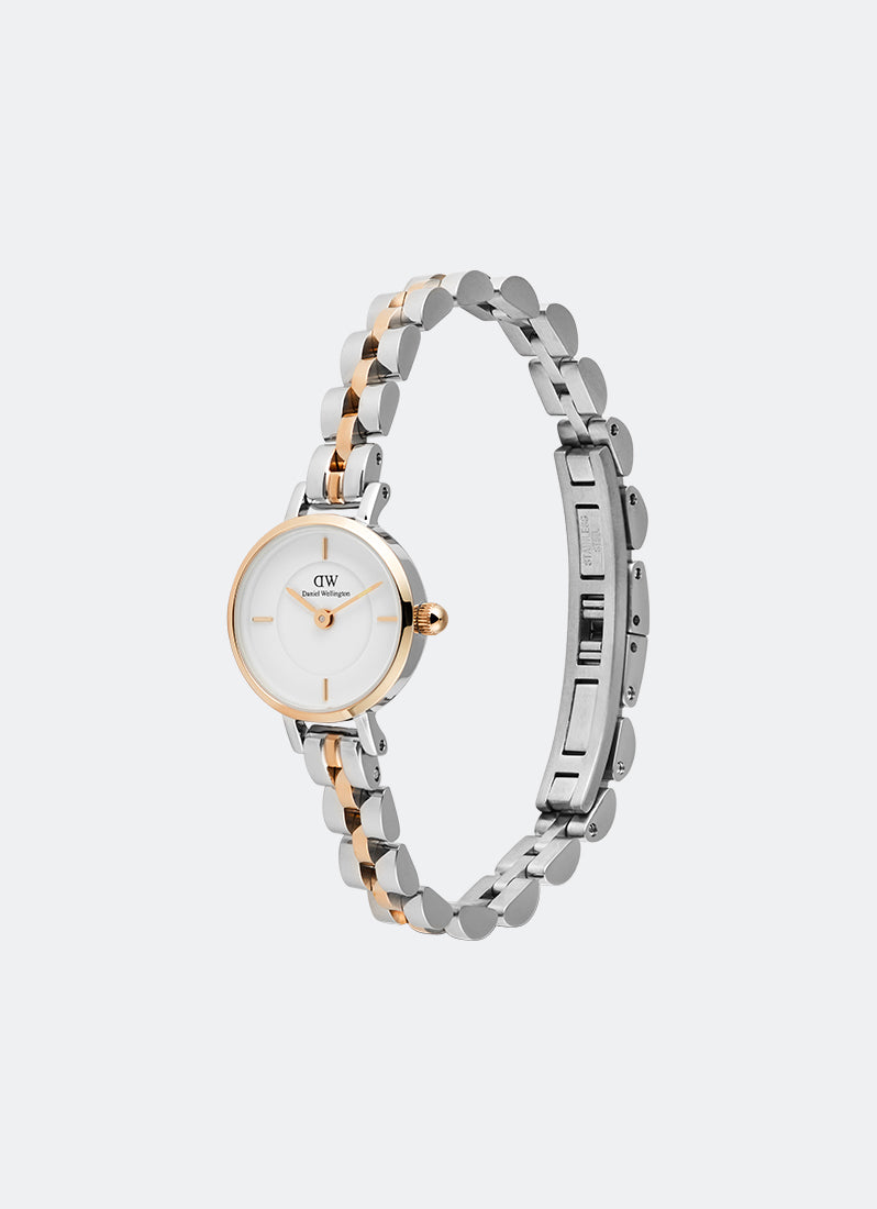 Jam Tangan Daniel Wellington Petite Mini Arch 3-Link White Two Tone Rose Gold Silver (19mm) DW00100924