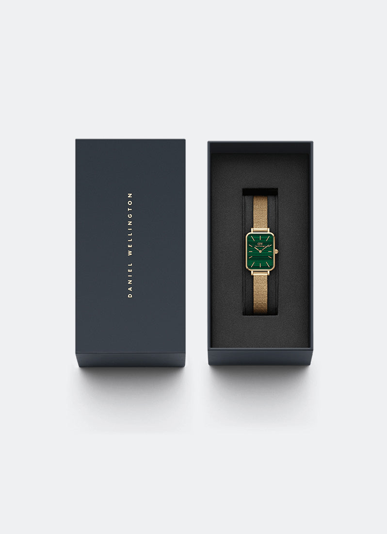 Jam Tangan Daniel Wellington Quadro Green Pressed Evergold Gold (20x26) DW00100561