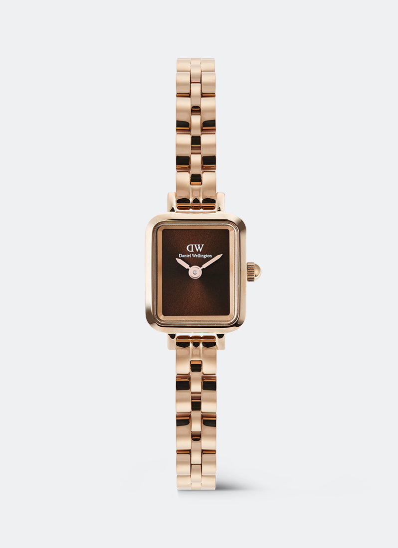 Jam Tangan Daniel Wellington Quadro Mini Amber Arch 3-Link Amber Sunray Rose Gold (15.4x18.2) DW00100849