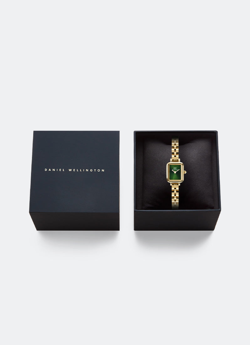 Jam Tangan Daniel Wellington Quadro Mini Arch 3-Link Emerald Sunray Gold (15.4x18.2) DW00100852