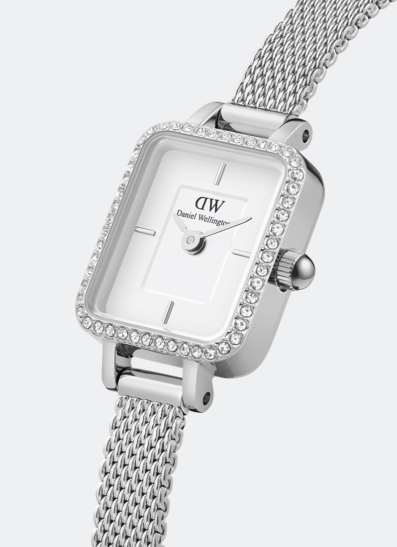 Jam Tangan Daniel Wellington Quadro Mini Bezel Lumine 15x18 Sterling S White DW00100732