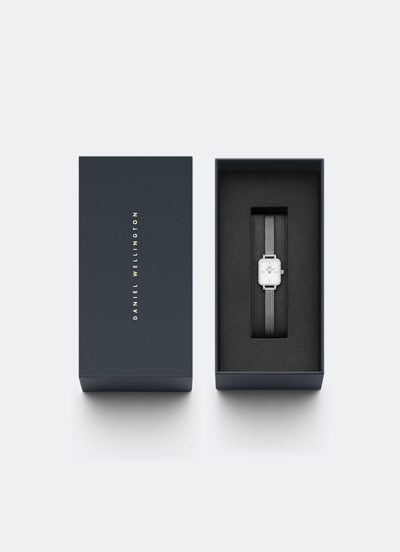 Jam Tangan Daniel Wellington Quadro Mini Bezel Lumine 15x18 Sterling S White DW00100732