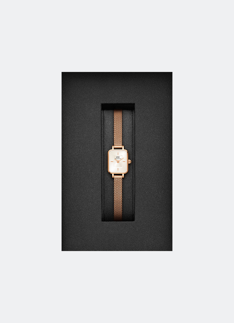Jam Tangan Daniel Wellington Quadro Mini Melrose Rose Gold Champagne DW00100651
