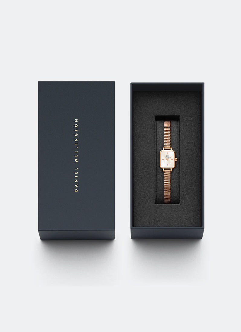 Jam Tangan Daniel Wellington Quadro Mini Melrose Rose Gold Champagne DW00100651
