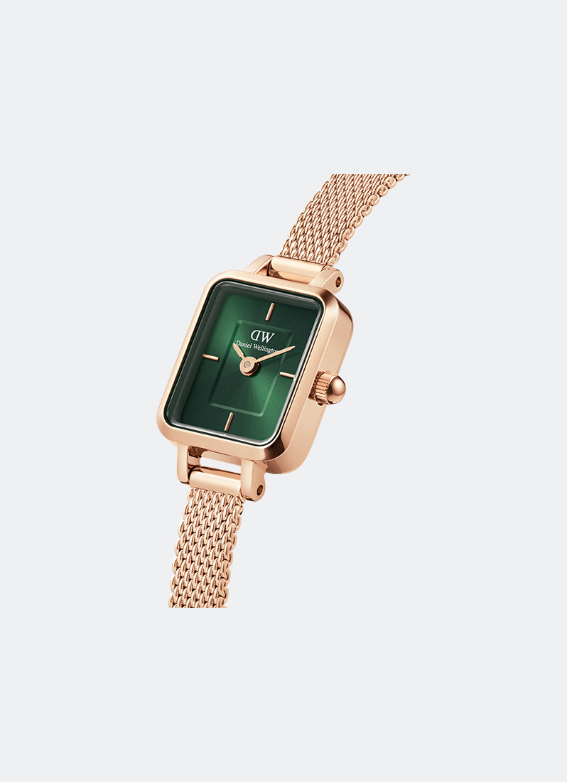 Jam Tangan Daniel Wellington Quadro Mini Melrose Rose Gold Emerald DW00100648