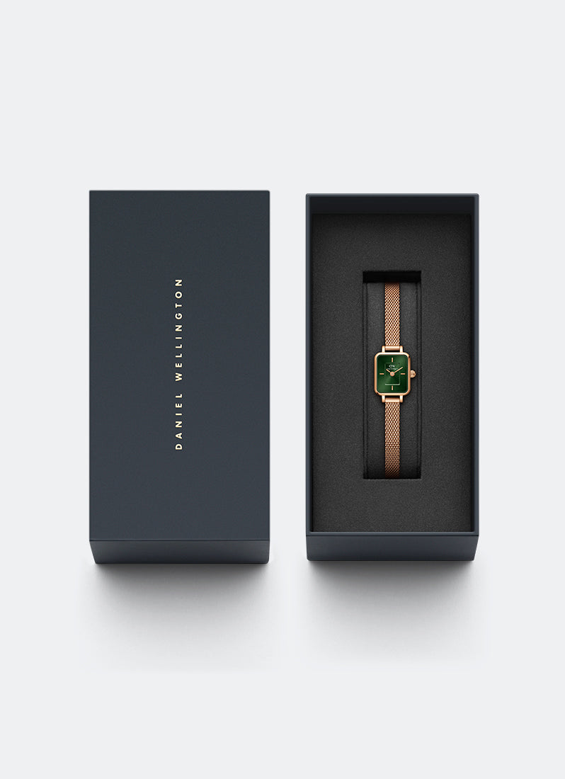Jam Tangan Daniel Wellington Quadro Mini Melrose Rose Gold Emerald DW00100648