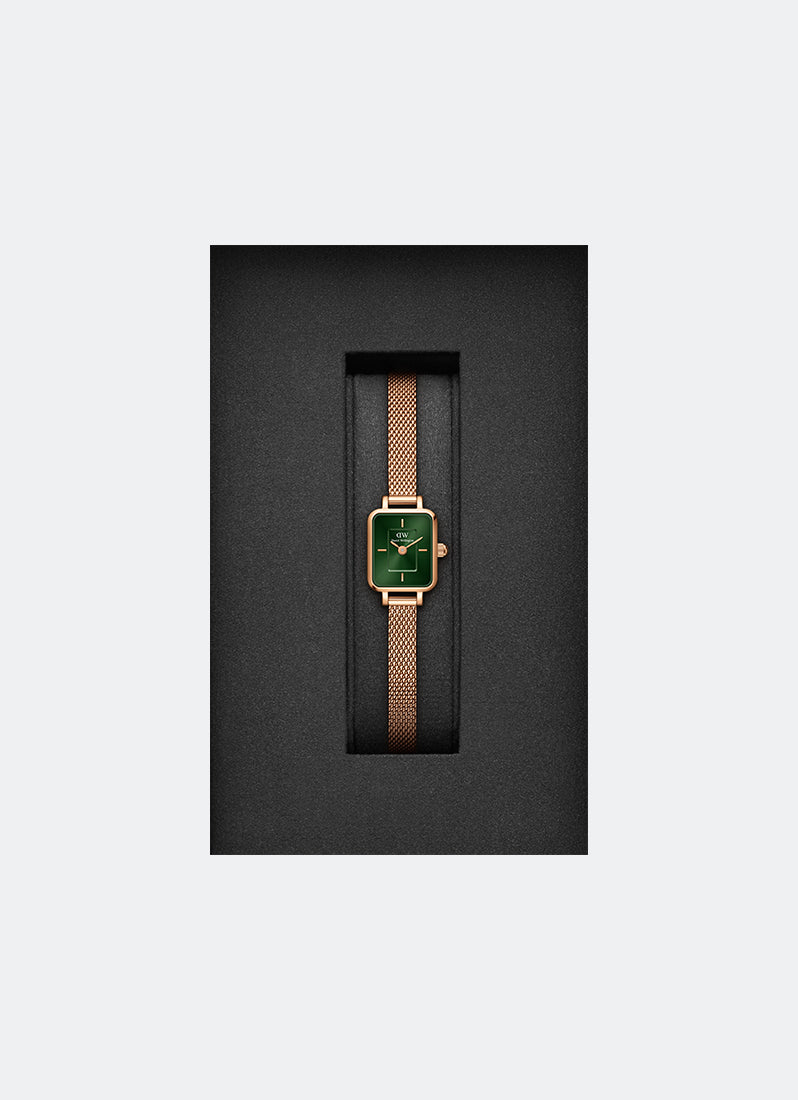 Jam Tangan Daniel Wellington Quadro Mini Melrose Rose Gold Emerald DW00100648