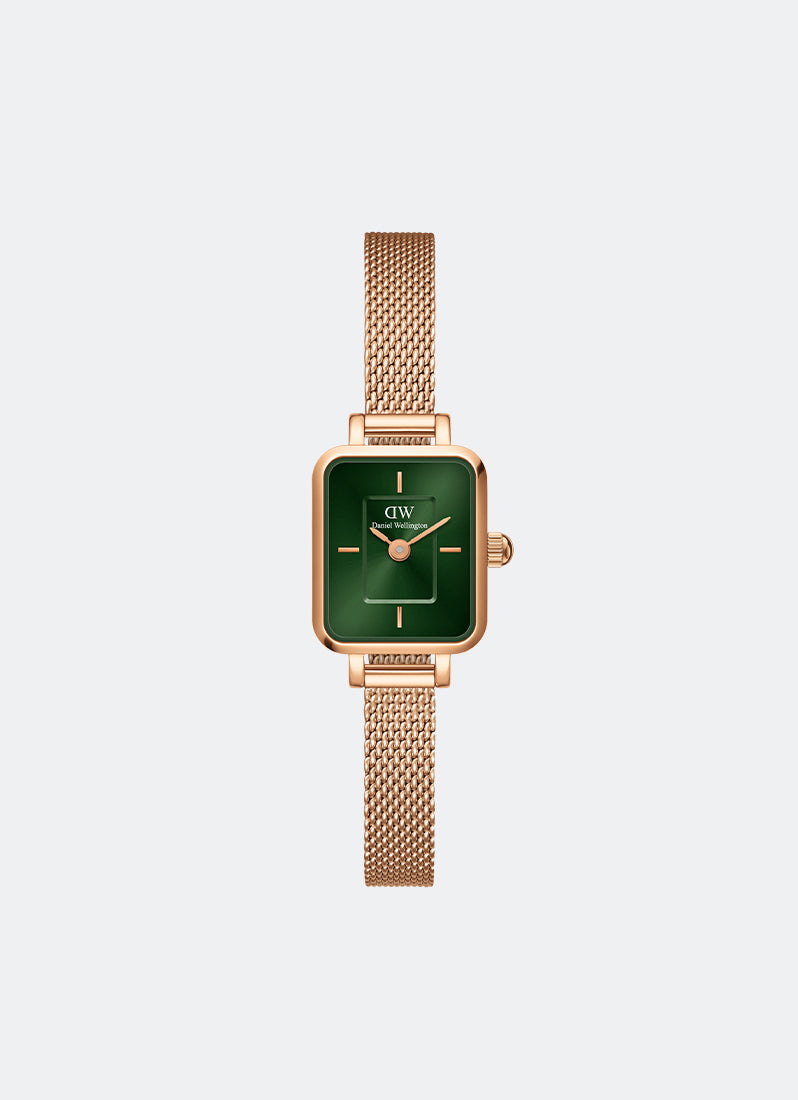 Jam Tangan Daniel Wellington Quadro Mini Melrose Rose Gold Emerald DW00100648