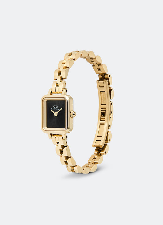 Jam Tangan Daniel Wellington Quadro Mini Onyx Arch 3-Link Onyx Sunray Gold (15.4x18.2) DW00100851