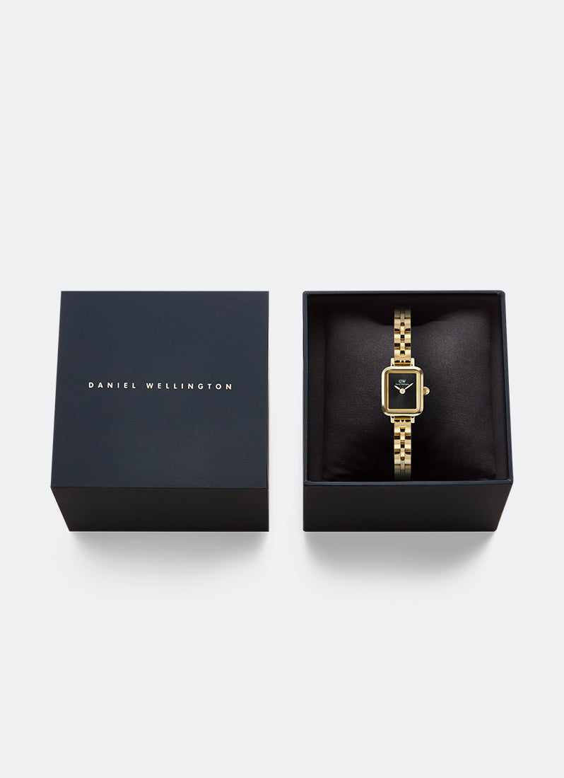 Jam Tangan Daniel Wellington Quadro Mini Onyx Arch 3-Link Onyx Sunray Gold (15.4x18.2) DW00100851