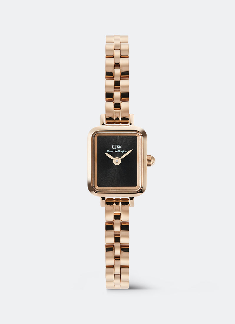 Jam Tangan Daniel Wellington Quadro Mini Onyx Arch 3-Link Sunray Rose Gold (15.4x18.2) DW00100848