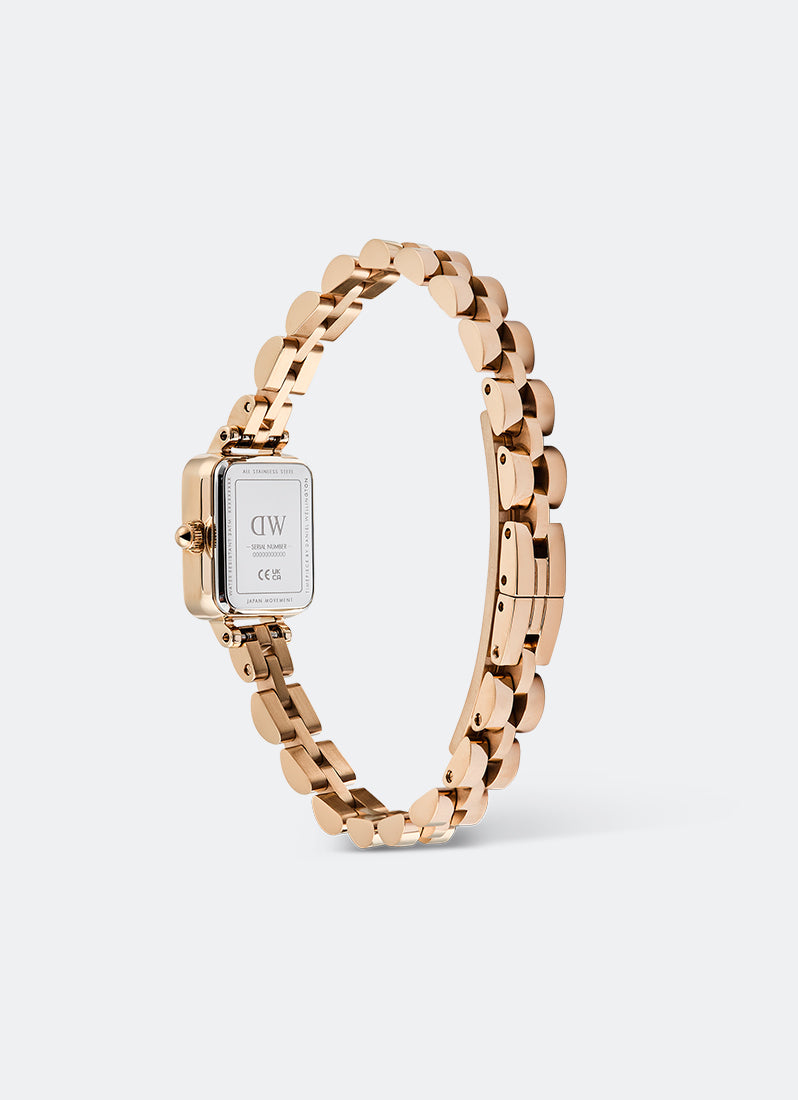 Jam Tangan Daniel Wellington Quadro Mini Onyx Arch 3-Link Sunray Rose Gold (15.4x18.2) DW00100848