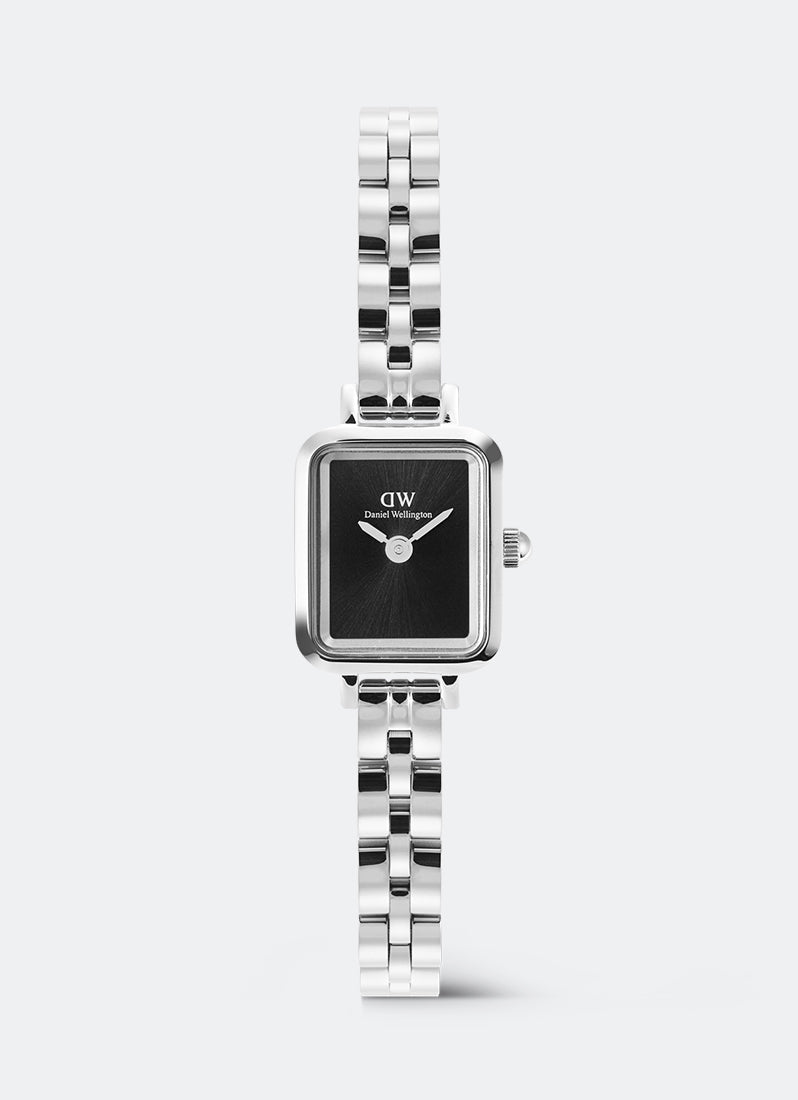 Jam Tangan Daniel Wellington Quadro Mini Onyx Arch 3-Link Sunray Silver (15.4x18.2) DW00100845