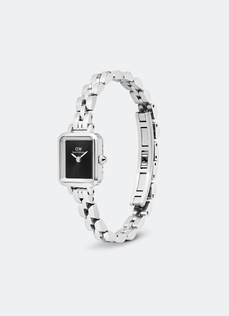 Jam Tangan Daniel Wellington Quadro Mini Onyx Arch 3-Link Sunray Silver (15.4x18.2) DW00100845