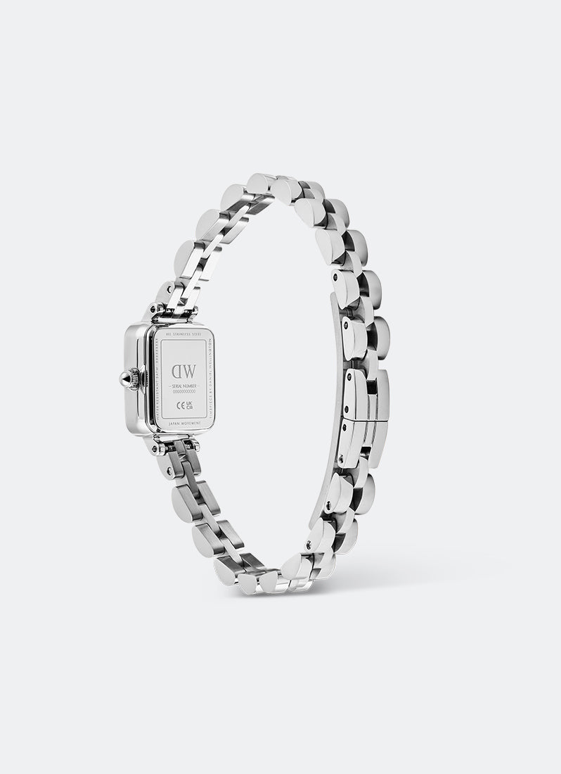 Jam Tangan Daniel Wellington Quadro Mini Onyx Arch 3-Link Sunray Silver (15.4x18.2) DW00100845