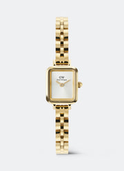 Jam Tangan Daniel Wellington Quadro Mini White Arch 3-Link Sunray Gold (15.4x18.2) DW00100850