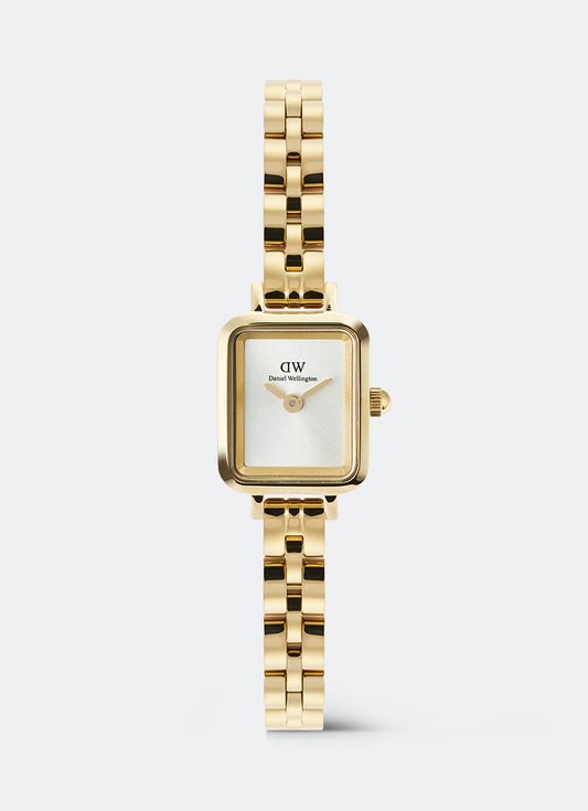 Jam Tangan Daniel Wellington Quadro Mini White Arch 3-Link Sunray Gold (15.4x18.2) DW00100850