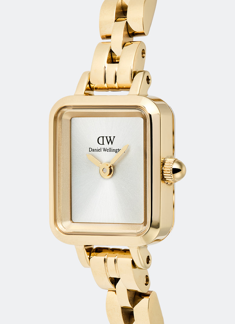 Jam Tangan Daniel Wellington Quadro Mini White Arch 3-Link Sunray Gold (15.4x18.2) DW00100850