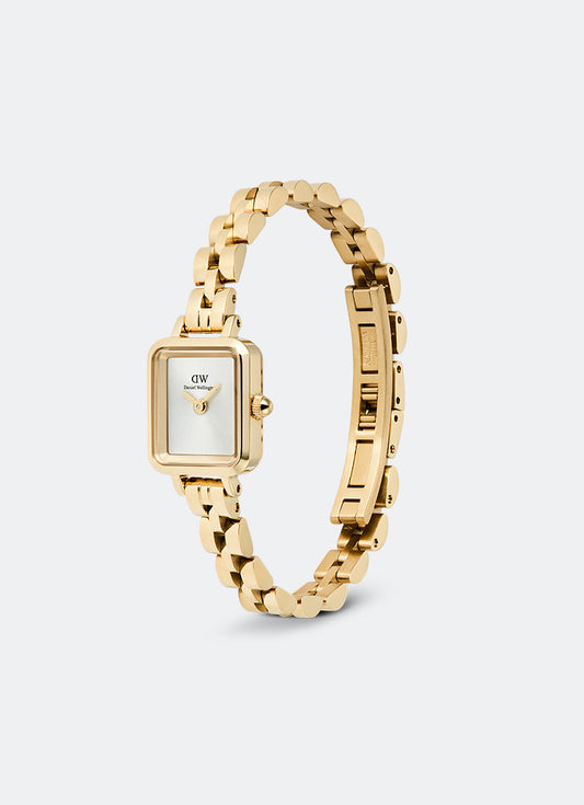 Jam Tangan Daniel Wellington Quadro Mini White Arch 3-Link Sunray Gold (15.4x18.2) DW00100850