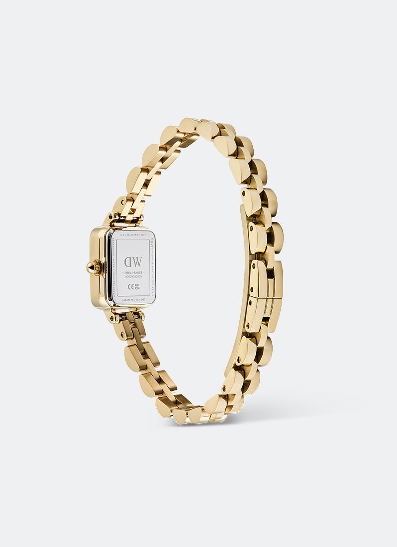 Jam Tangan Daniel Wellington Quadro Mini White Arch 3-Link Sunray Gold (15.4x18.2) DW00100850