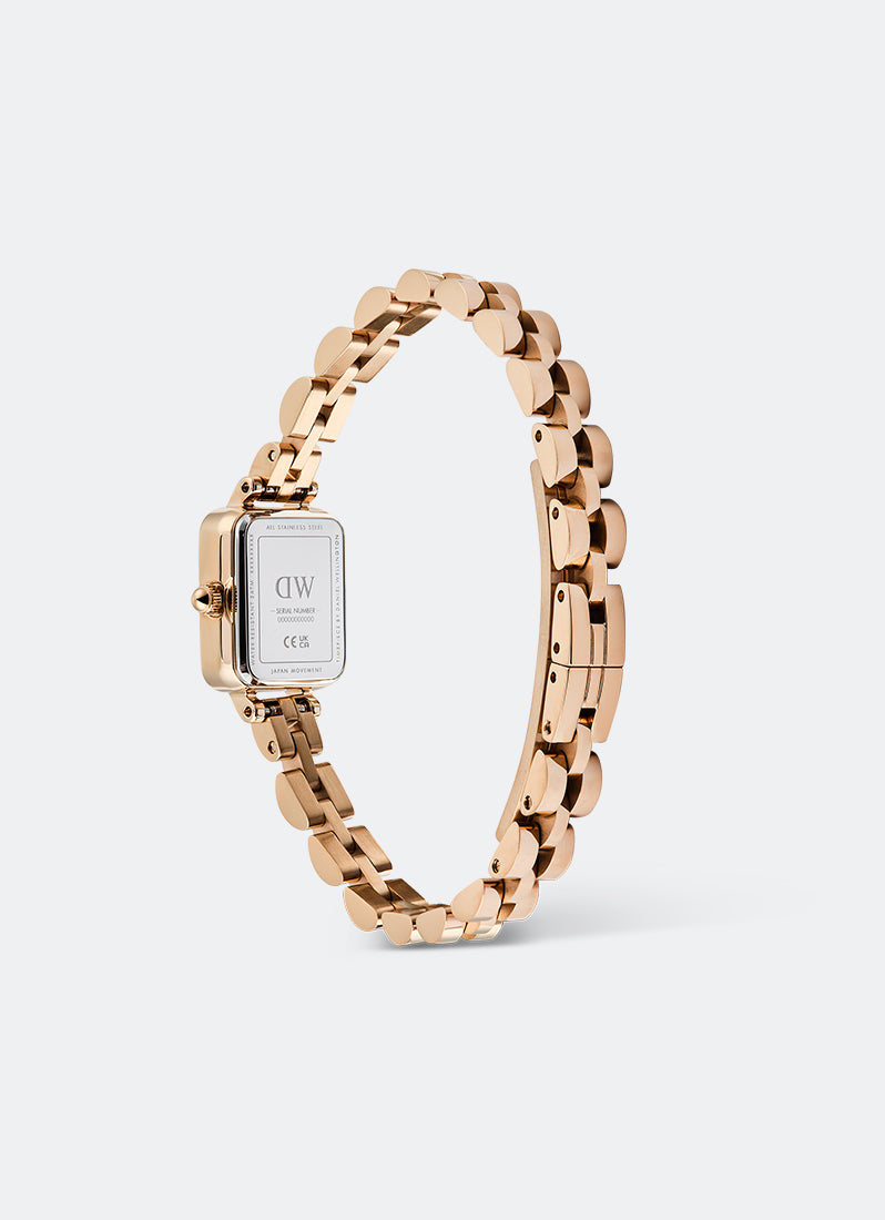 Jam Tangan Daniel Wellington Quadro Mini White Arch 3-Link Sunray Rose Gold (15.4x18.2) DW00100847