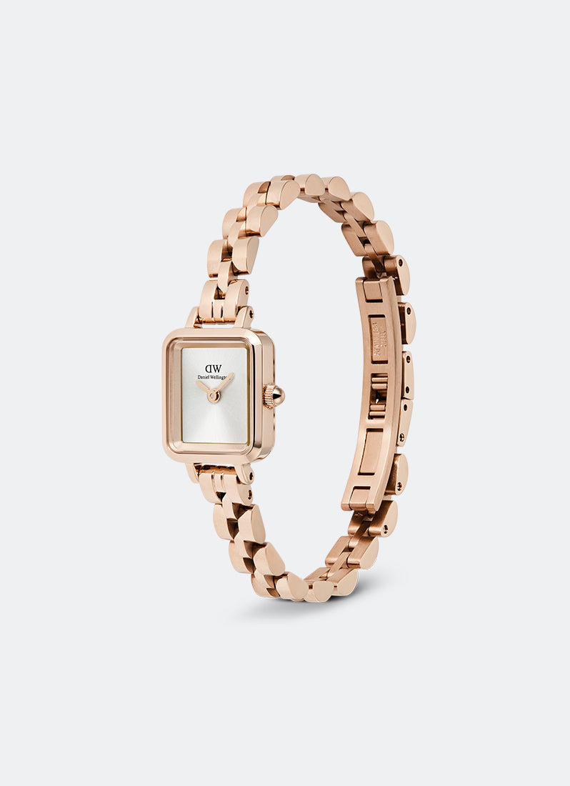Jam Tangan Daniel Wellington Quadro Mini White Arch 3-Link Sunray Rose Gold (15.4x18.2) DW00100847