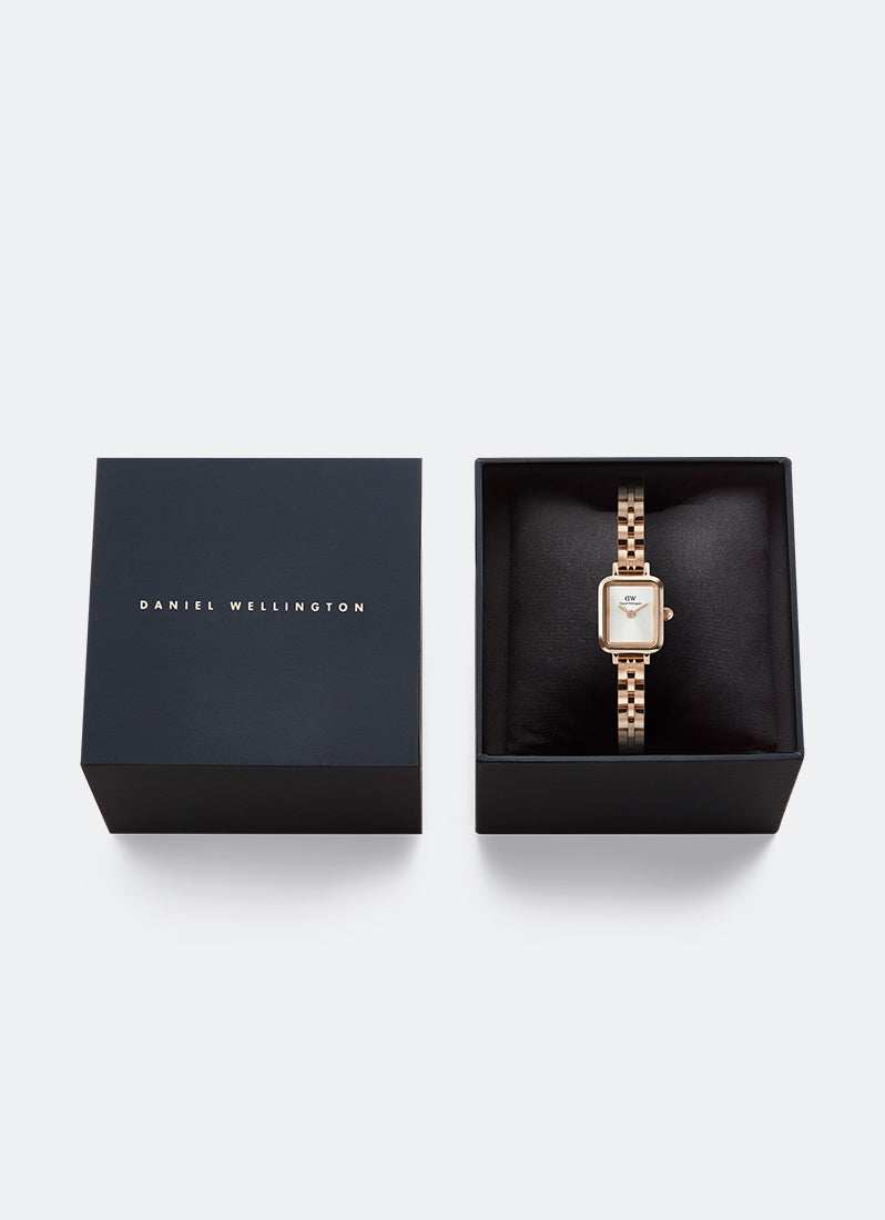 Jam Tangan Daniel Wellington Quadro Mini White Arch 3-Link Sunray Rose Gold (15.4x18.2) DW00100847