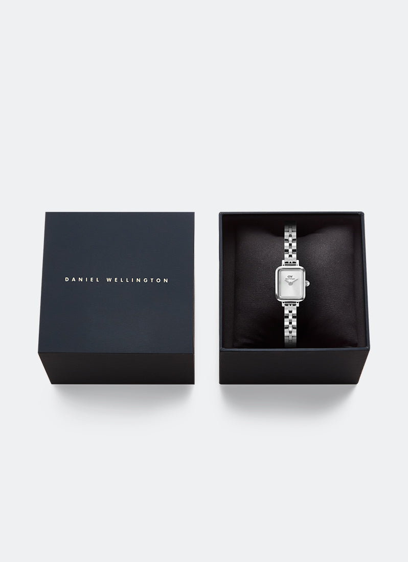Jam Tangan Daniel Wellington Quadro Mini White Arch 3-Link Sunray Silver (15.4x18.2) DW00100844