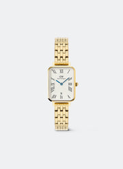 Jam Tangan Daniel Wellington Quadro Roman Numerals Date 5- link White Gold (20x26) DW00100861