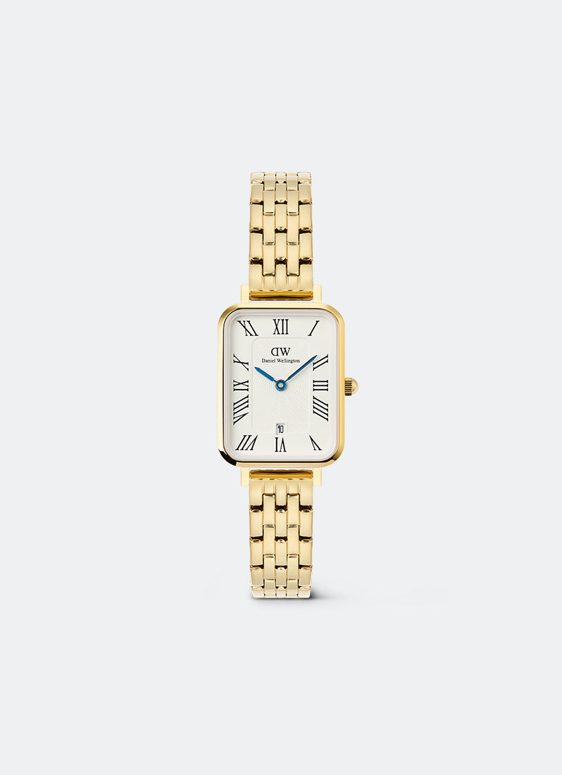 Jam Tangan Daniel Wellington Quadro Roman Numerals Date 5- link White Gold (20x26) DW00100861