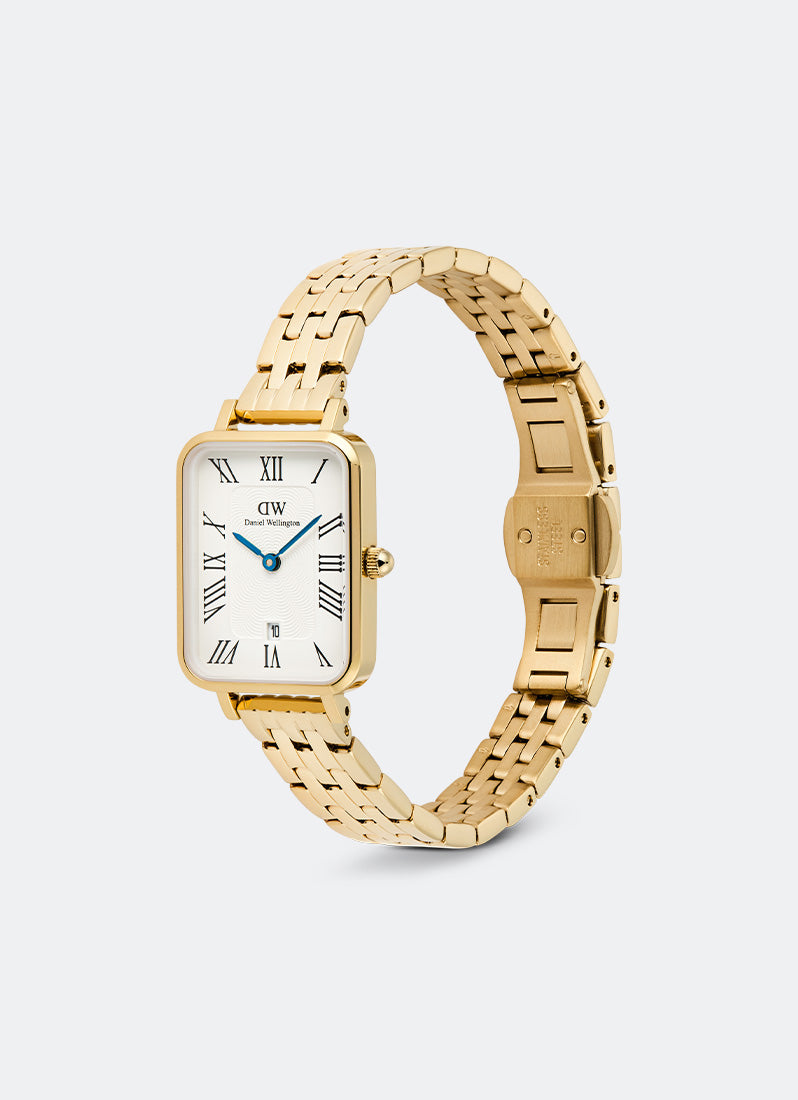 Jam Tangan Daniel Wellington Quadro Roman Numerals Date 5- link White Gold (20x26) DW00100861
